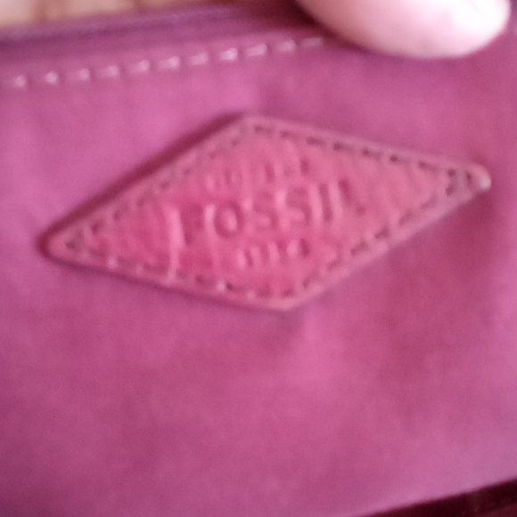 Vintage Fossil Deep Red 2 handle Handbag w/Logo Key - Picture 5 of 10